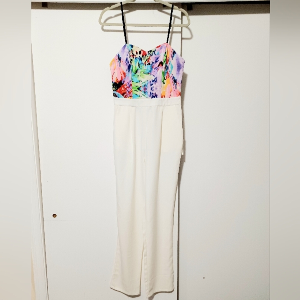 NWT Jealous Tomato White Abstract Jumpsuit